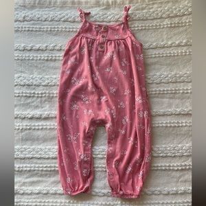 Pink jumpsuit with white flowers